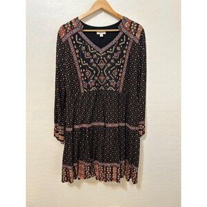 Style & Co. Womans Beaded Dress Size L Boho Western Festival Peasant Beachy 90s